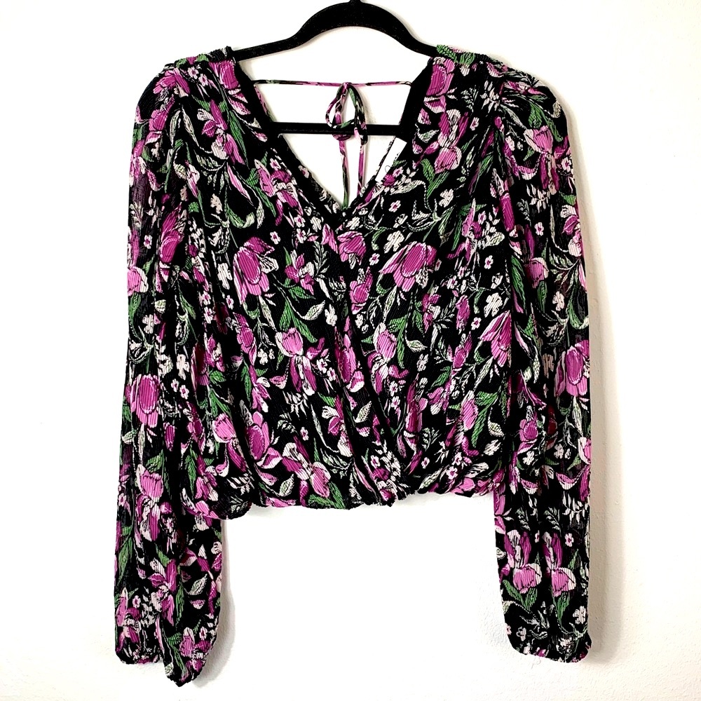 Japna Floral Print Surplice Neckline Blouse